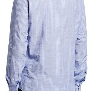 BRUNELLO CUCINELLI Mandarin Collar Striped Shirt M